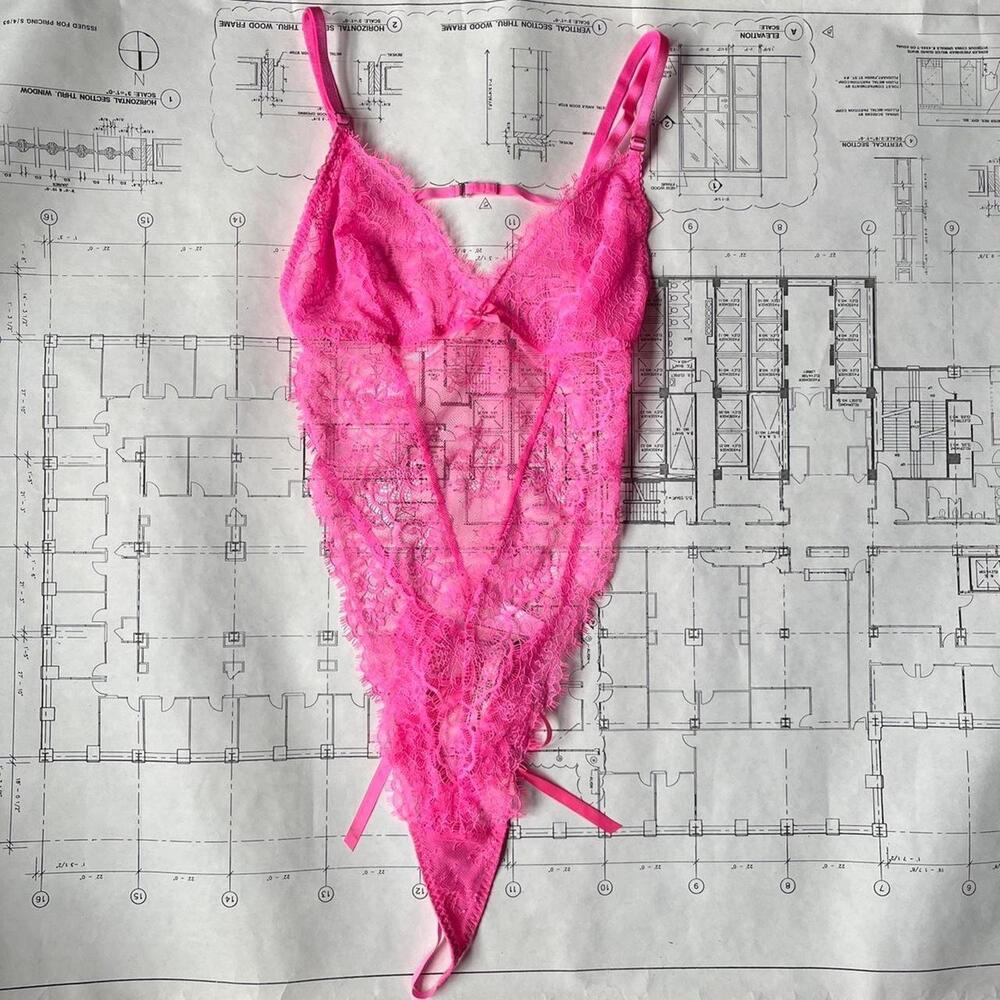 nwt Victorias Secret pink floral lace bodysuit